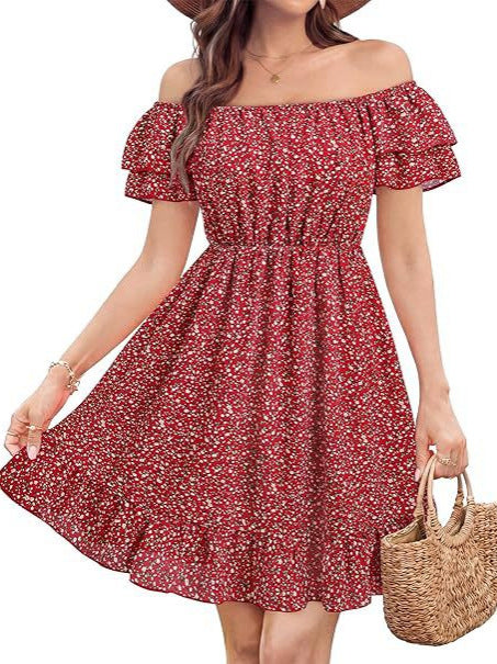 Damen lässiges Sommerkleid mit Rüschendetails EB