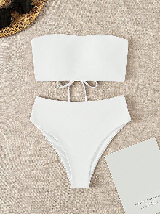 Damen Bandeau-Bikini mit hochgeschnittenem Unterteil EB