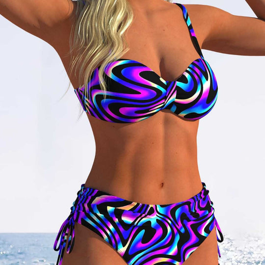 Damen Bikini-Set mit raffiniertem Knoten-Design und hoch taillierter Hose EB