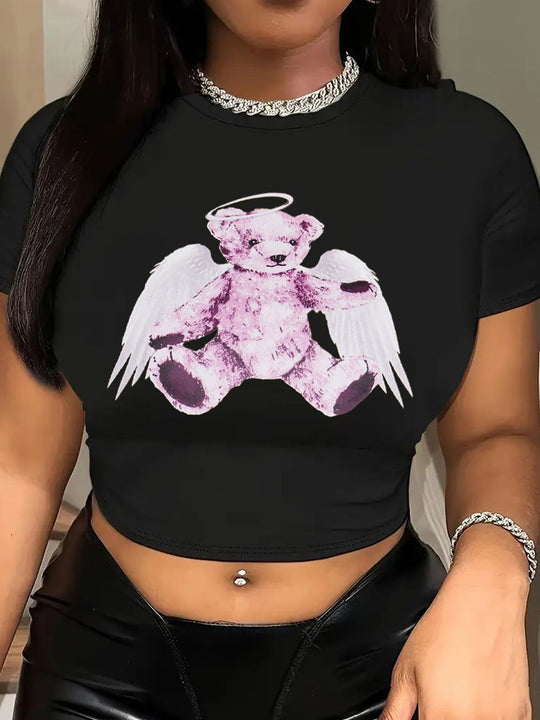 Damen Crop-T-Shirt mit auffälligem Statement-Print EB 1777452337