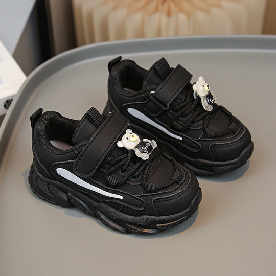 Damen Sportliche Kinder Sneakers mit praktischem Klettverschluss und tierischen Applikationen EB