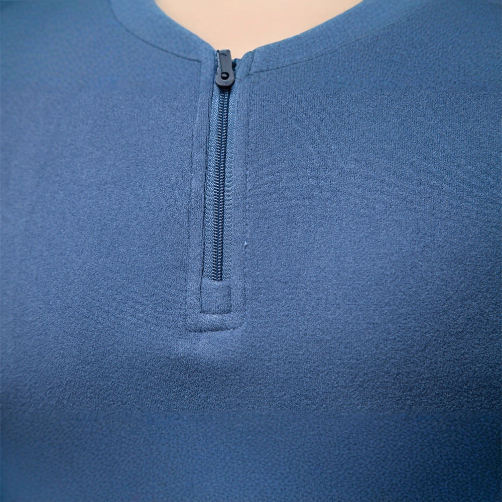 Herren funktionaler Sweatshirt mit hohem Kragen und kurzem Reißverschluss EB
