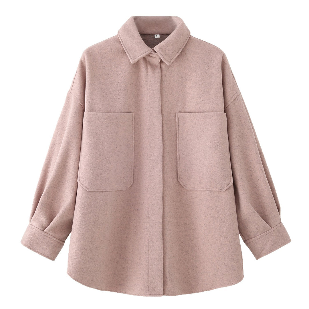 Damen Oversized Hemdjacke aus hochwertigem Wollmix mit praktischen Taschen EB
