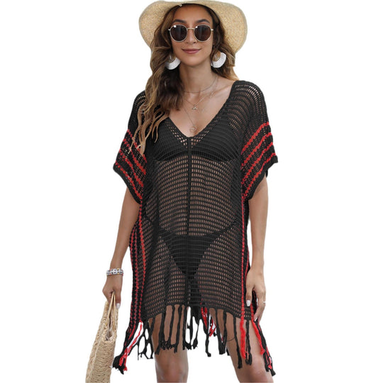 Damen luftiger Strandsarong mit fransigen Details EB