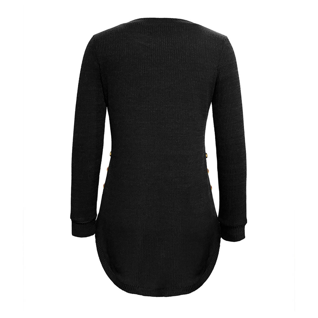 Damen Langarmshirt mit Knopfdetails und asymmetrischem Schnitt EB