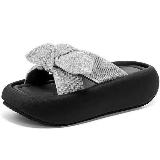 Damen Komfortable Plattform-Sandalen mit schickem Schleifen-Detail EB