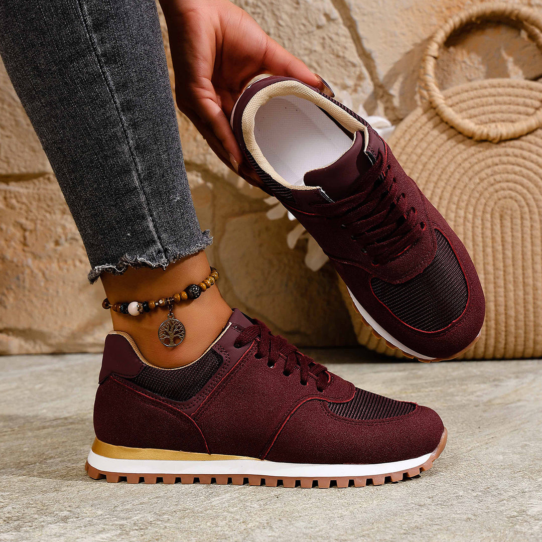 Damen Sportliche Sneakers mit atmungsaktiver Mesh- und Wildleder-Oberfläche EB