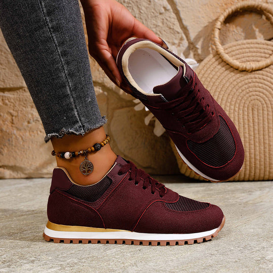 Damen Sportliche Sneakers mit atmungsaktiver Mesh- und Wildleder-Oberfläche EB