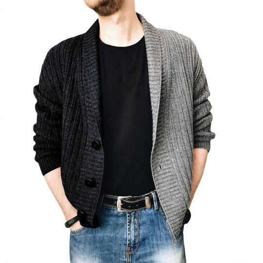 Herren Strickjacke mit strukturierter Oberfläche und modernen Knöpfen EB