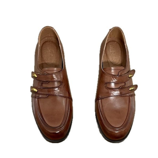 Damen elegante Mokassins mit modischen Doppelschnallen EB