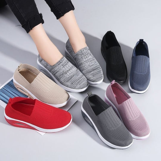 Damen leichtgewichtige Slip-On Sneakers mit atmungsaktiver Mesh-Oberfläche EB