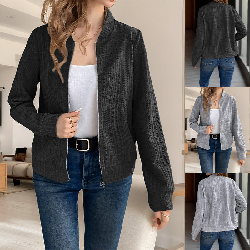 Damen Strickjacke mit Reißverschluss und strukturiertem Design EB