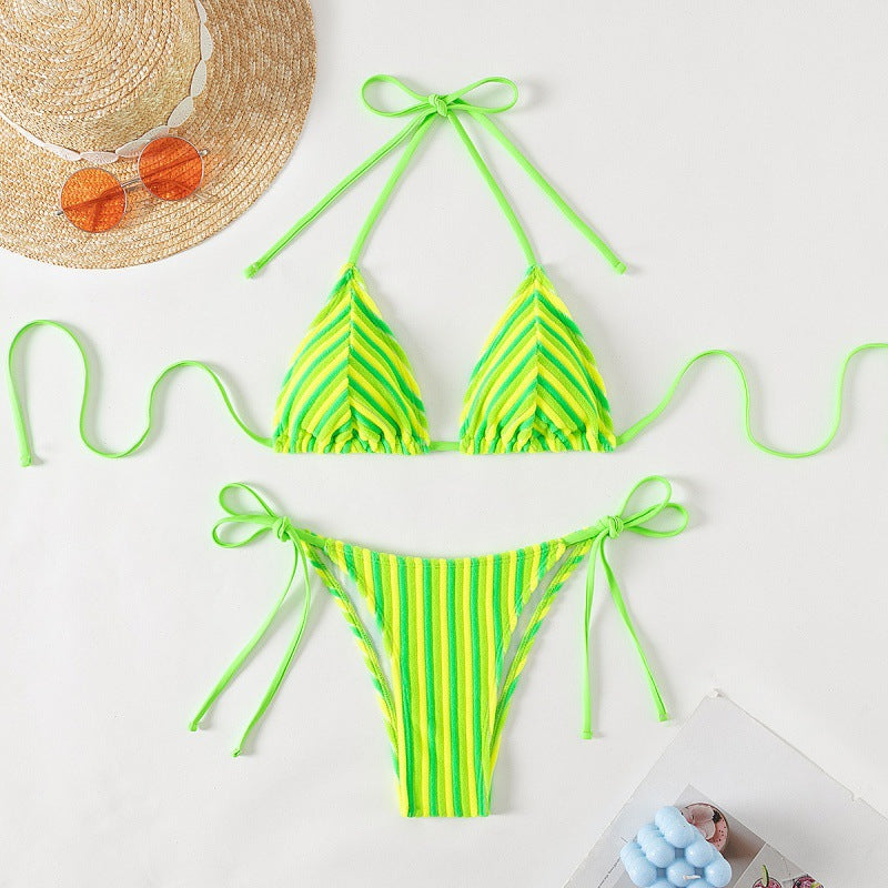 Damen Triangel-Bikini mit verstellbaren Schnürdetails EB