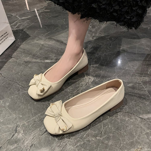 Damen elegante Ballerinas mit modischer Schleifenverzierung EB
