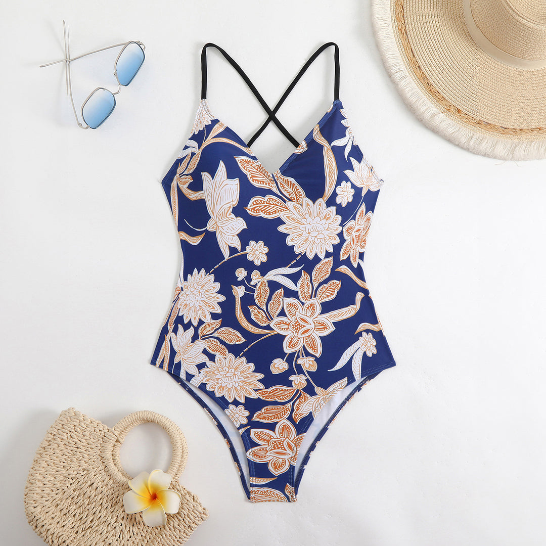 Damen Triangel-Bikini mit verspieltem Karomuster und schmalen Bindebändern EB