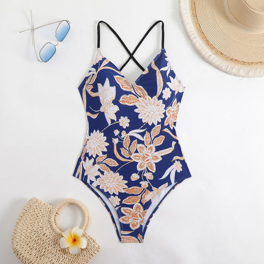 Damen Triangel-Bikini mit verspieltem Karomuster und schmalen Bindebändern EB