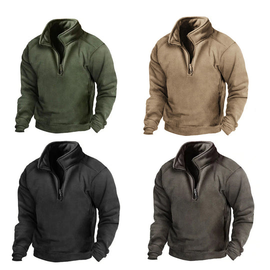 Herren Fleece-Pullover mit hohem Kragen und praktischen Reißverschluss EB