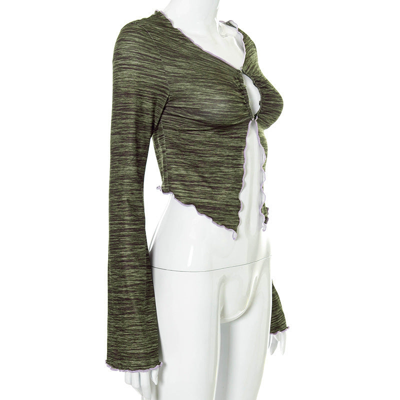 Damen Langarmshirt mit asymmetrischem Ausschnitt und detailverliebtem Cut-Out EB