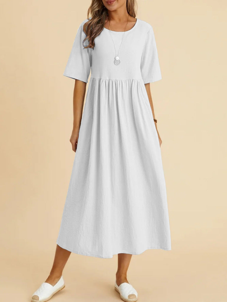 Damen Maxikleid mit lässigem Schnitt und Kurzärmeln EB