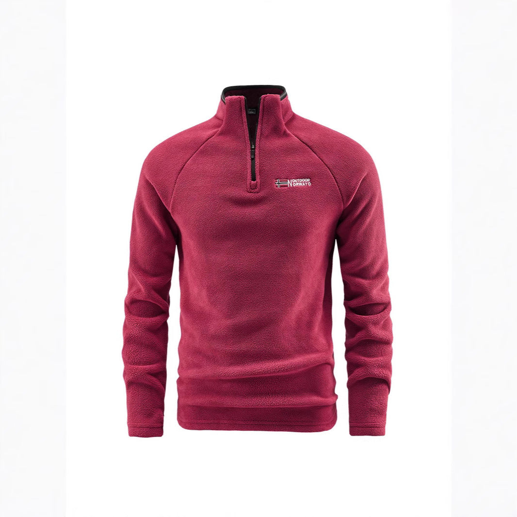 Herren Flauschiger Zip‑Troyer Fleecepullover mit Stehkragen und Raglanärmeln EB