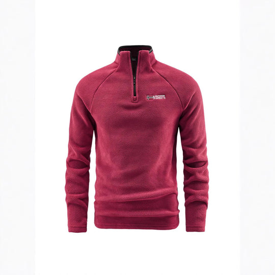 Herren Flauschiger Zip‑Troyer Fleecepullover mit Stehkragen und Raglanärmeln EB
