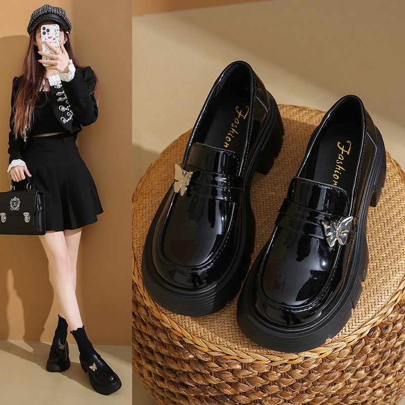 Damen komfortable Loafers mit glänzendem Finish und robuster Sohle EB