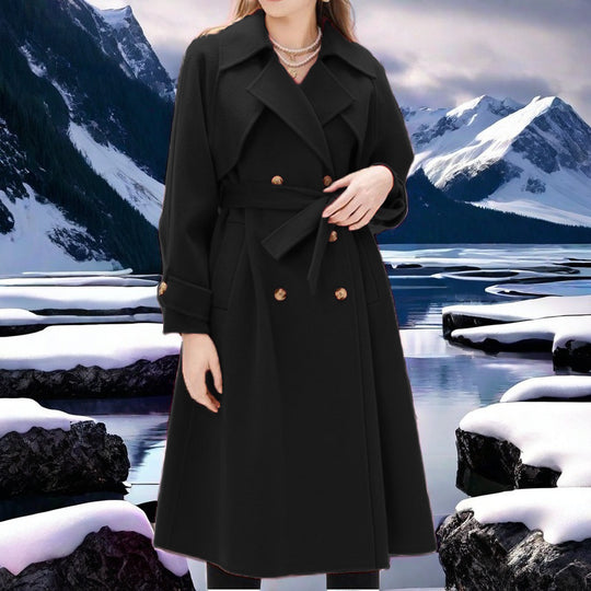 Damen eleganter Trenchcoat mit doppelter Knopfleiste und tailliertem Schnitt EB