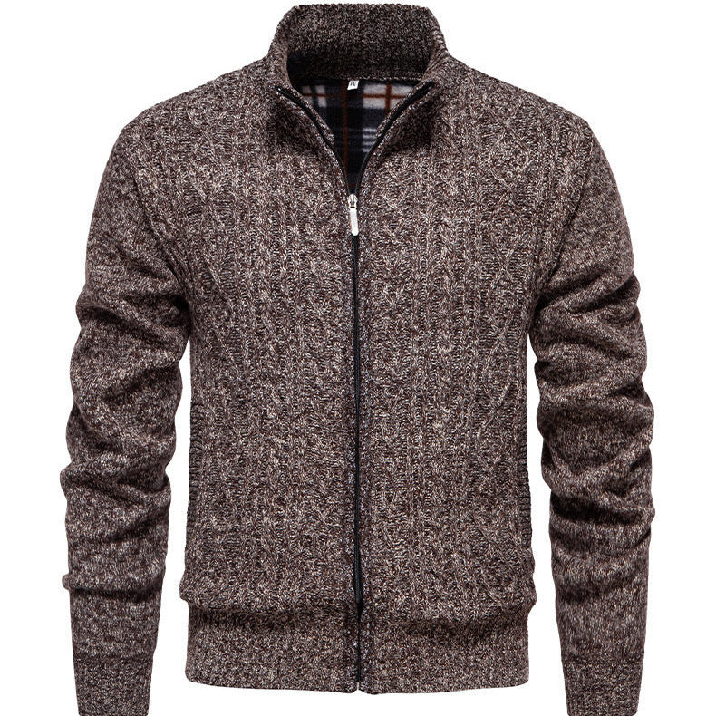 Herren Strickjacke mit hohem Kragen und Reißverschluss EB