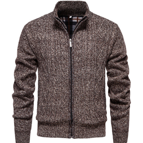 Herren Strickjacke mit hohem Kragen und Reißverschluss EB