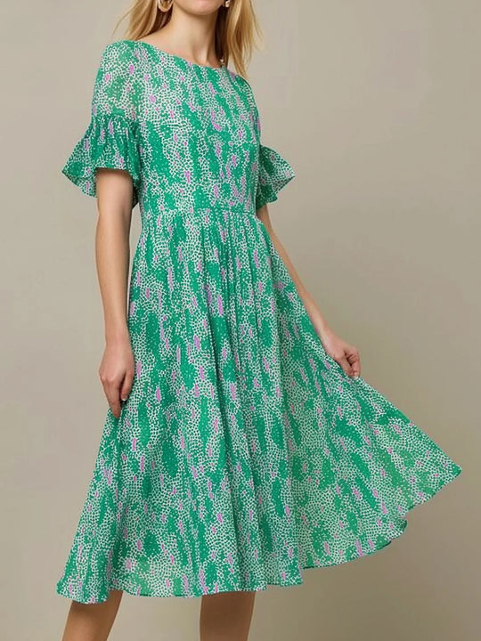 Damen Midi Kleid mit luftigen Rüschenärmel von EB
