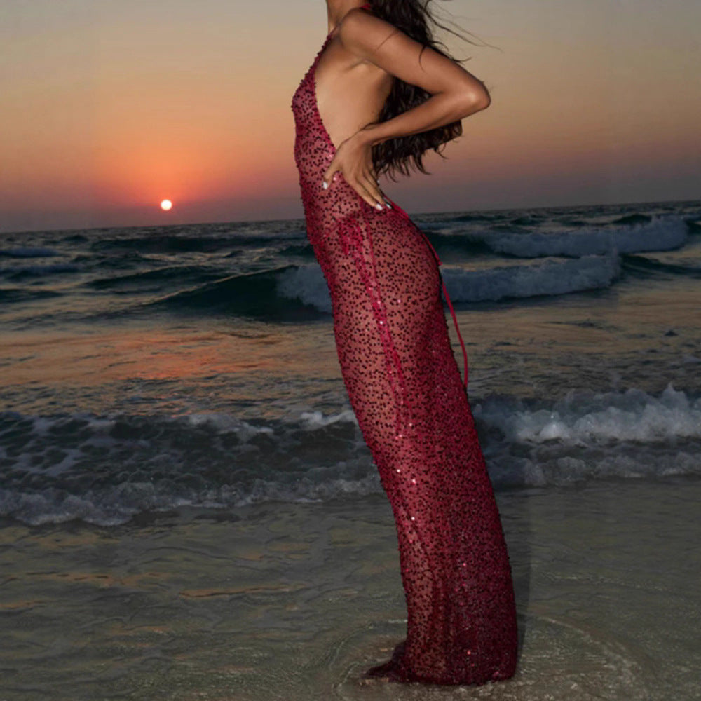 Damen Glamouröses Schwimmdress aus funkelndem Spitzenmaterial EB