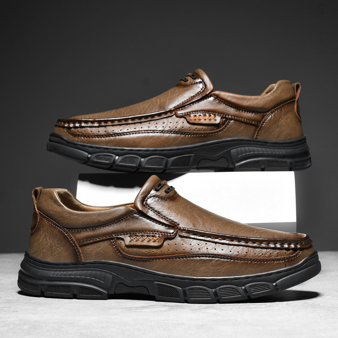 Herren Bequeme Leder-Mokassins mit rutschfester Sohle und atmungsaktivem Design EB