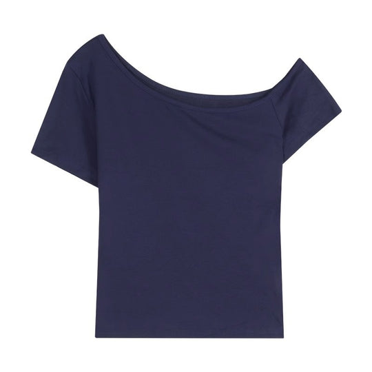 Damen figurbetontes Off-Shoulder Oberteil aus weichem Stretchmaterial EB