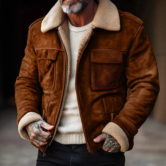 Herren stylischer jacke mit warmem Futter EB
