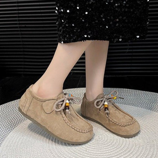 Damen Mokassin-Schuhe mit bunten Schnürdetails EB
