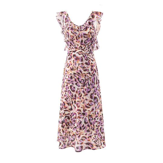 Damen Maxikleid mit elegantem Rüschensaum und floralem Muster EB