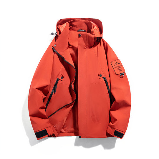Herren wind- und wasserdichte Functional-Parka mit verschließbaren Zipper-Taschen und verstellbarer Kapuze EB