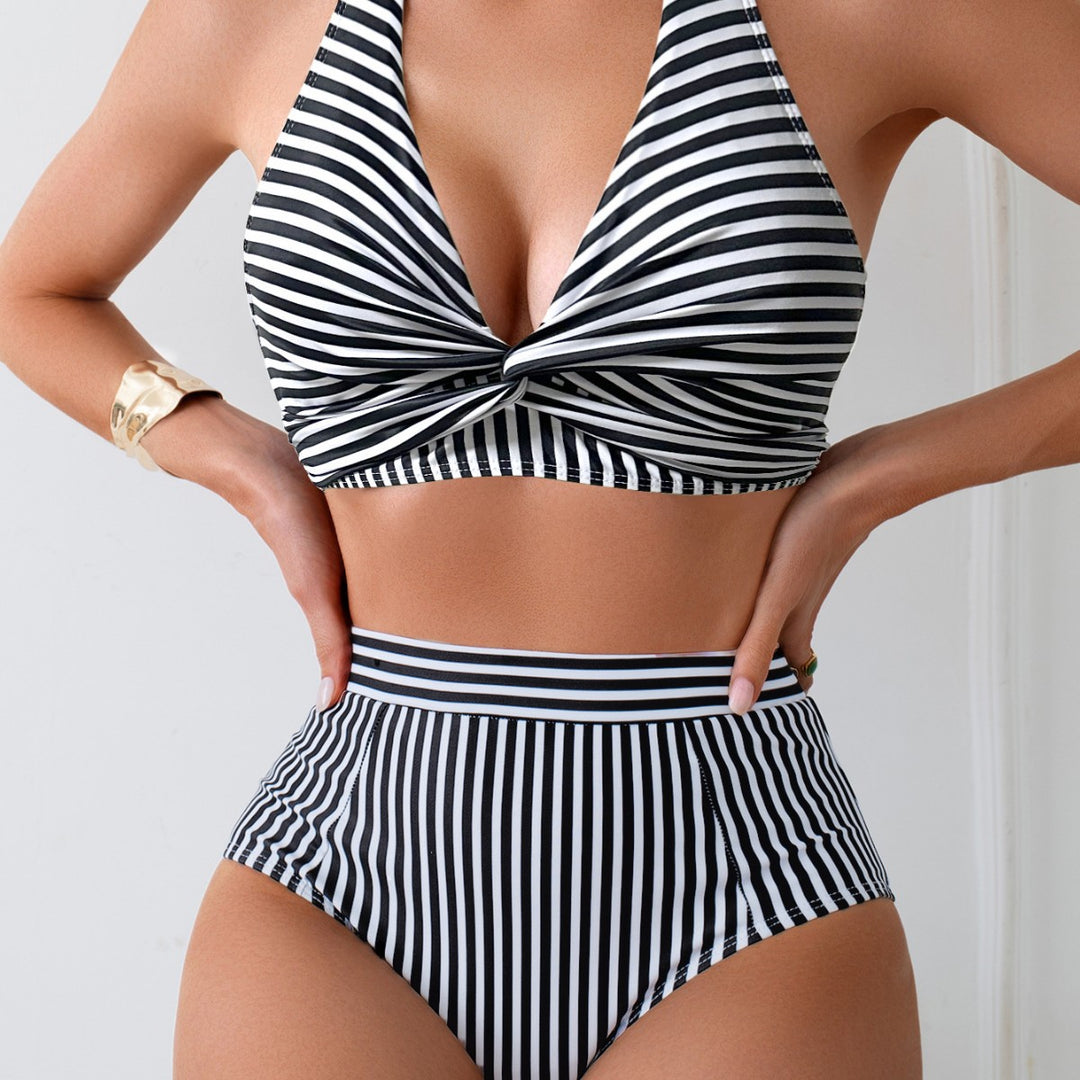 Damen Hochgeschnittener Bikinis mit eleganter Wickeloptik EB