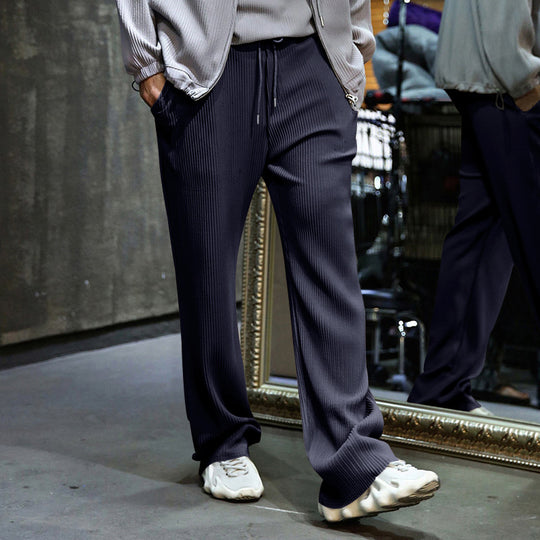 Herren nan locker geschnittene Plissee-Hose mit Tunnelzug und weitem Bein EB