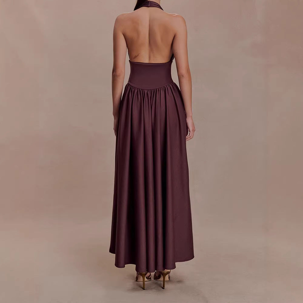 Damen Halter-Ausschnitt Maxikleid mit figurbetonter Silhouette EB