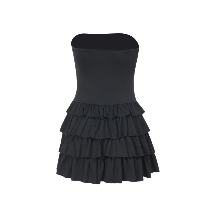 Damen Rüschensommerkleid mit schulterfreiem Design EB
