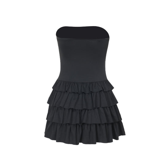 Damen Rüschensommerkleid mit schulterfreiem Design EB