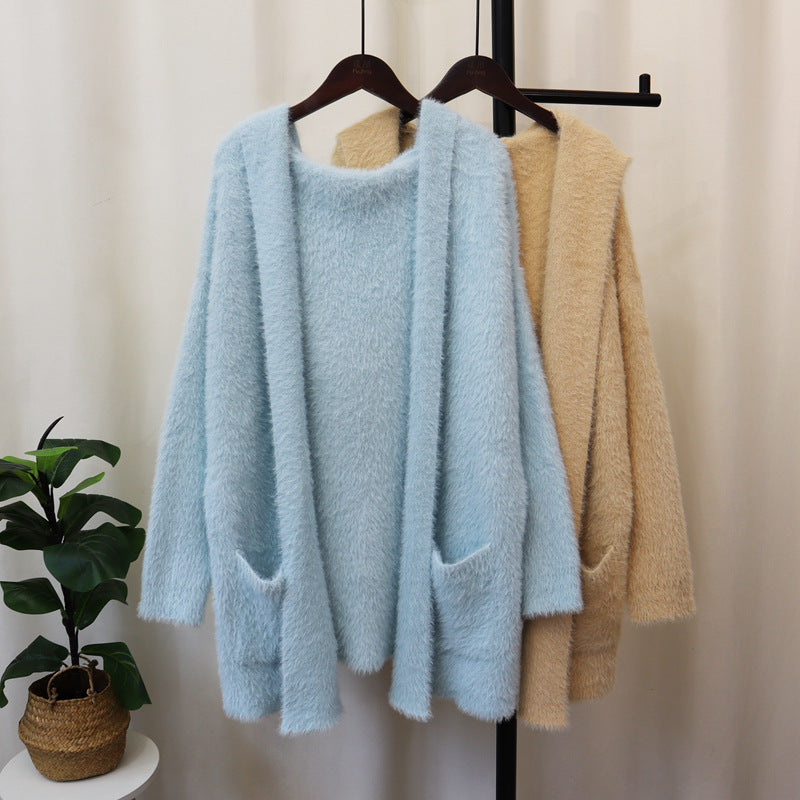 Damen Kuscheliger Cardigan mit langen Ärmeln und praktischen Taschen EB