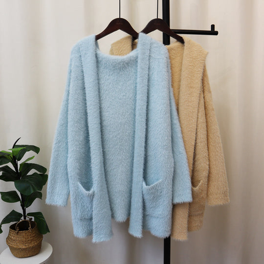 Damen Kuscheliger Cardigan mit langen Ärmeln und praktischen Taschen EB