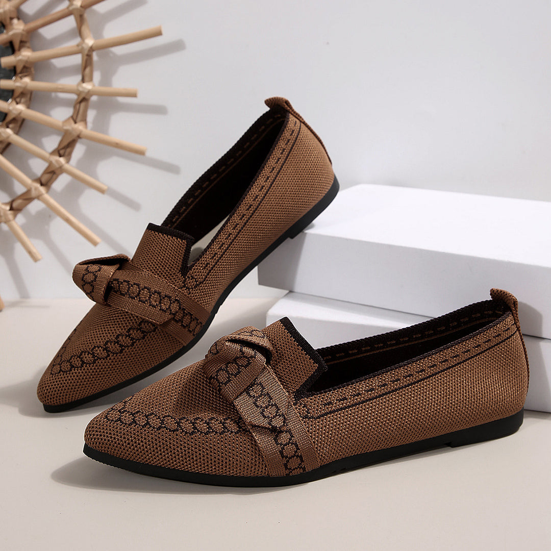 Damen elegante Mokassins mit dekorativem Schleifen-Detail EB
