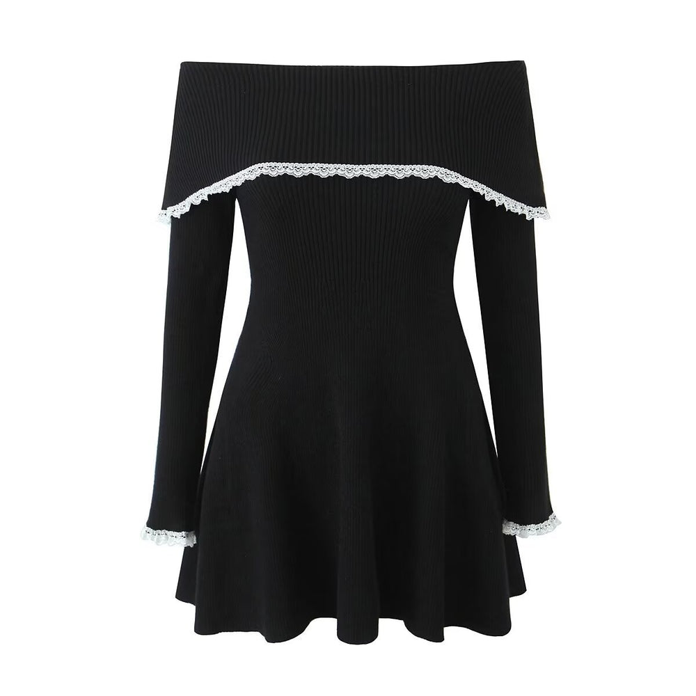 Damen Kleid mit abnehmbarem Spitzenkragen EB