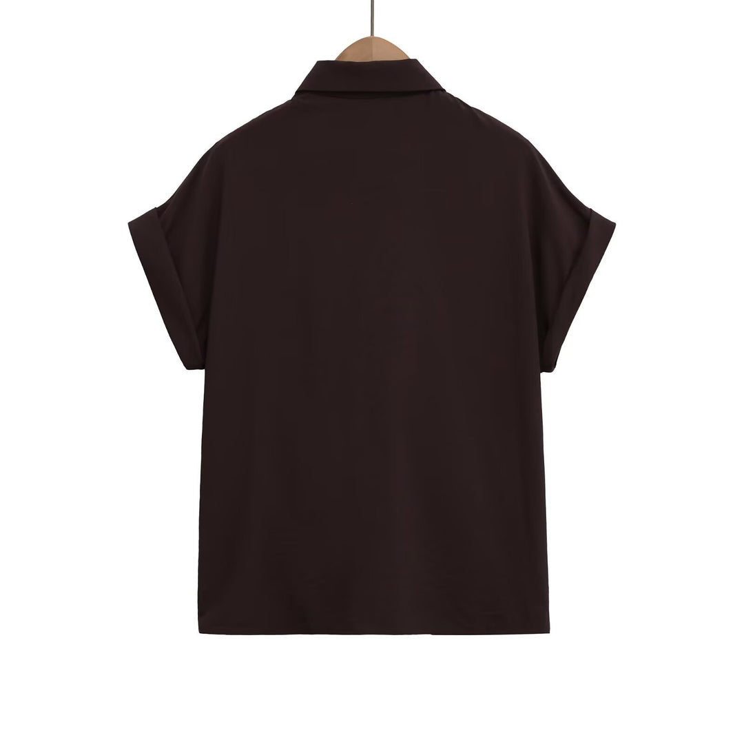 Damen Kurzarmbluse mit Knotendetail und elegantem Schnitt EB