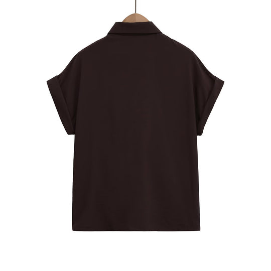 Damen Kurzarmbluse mit Knotendetail und elegantem Schnitt EB
