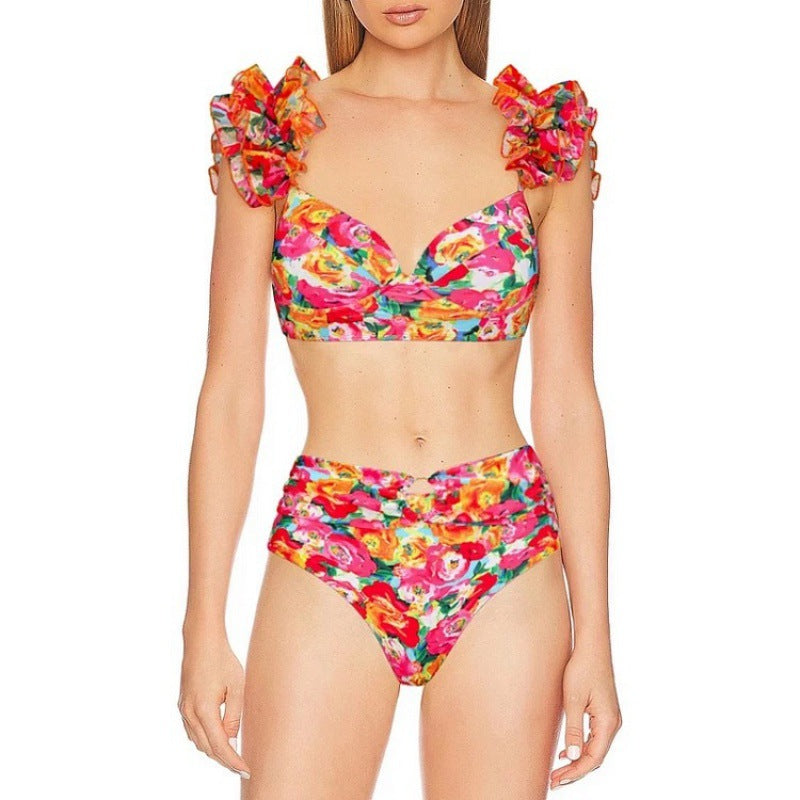 Damen Bikini-Set mit Rüschen und schickem Wickelrock EB