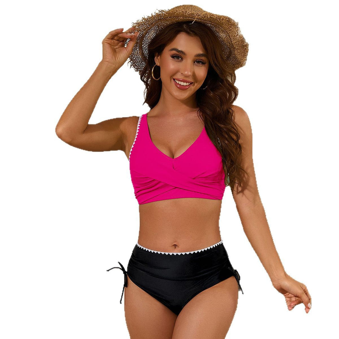 Damen Hochtailliertes Bikini-Set mit eleganter Wickeloptik EB